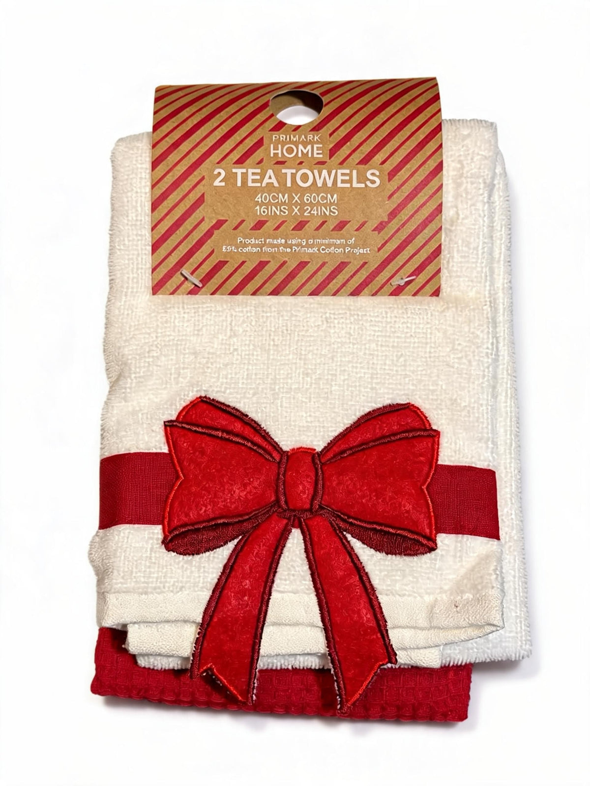 Christmas Red and White Bow Tea Towels