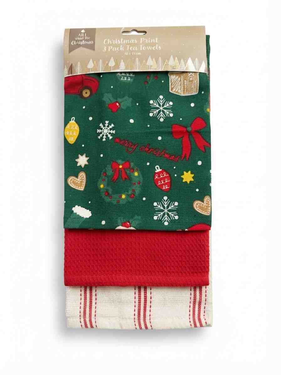 Cheerful Christmas Tea Towels Pack of 3 – Elevate Your Holiday Spirit