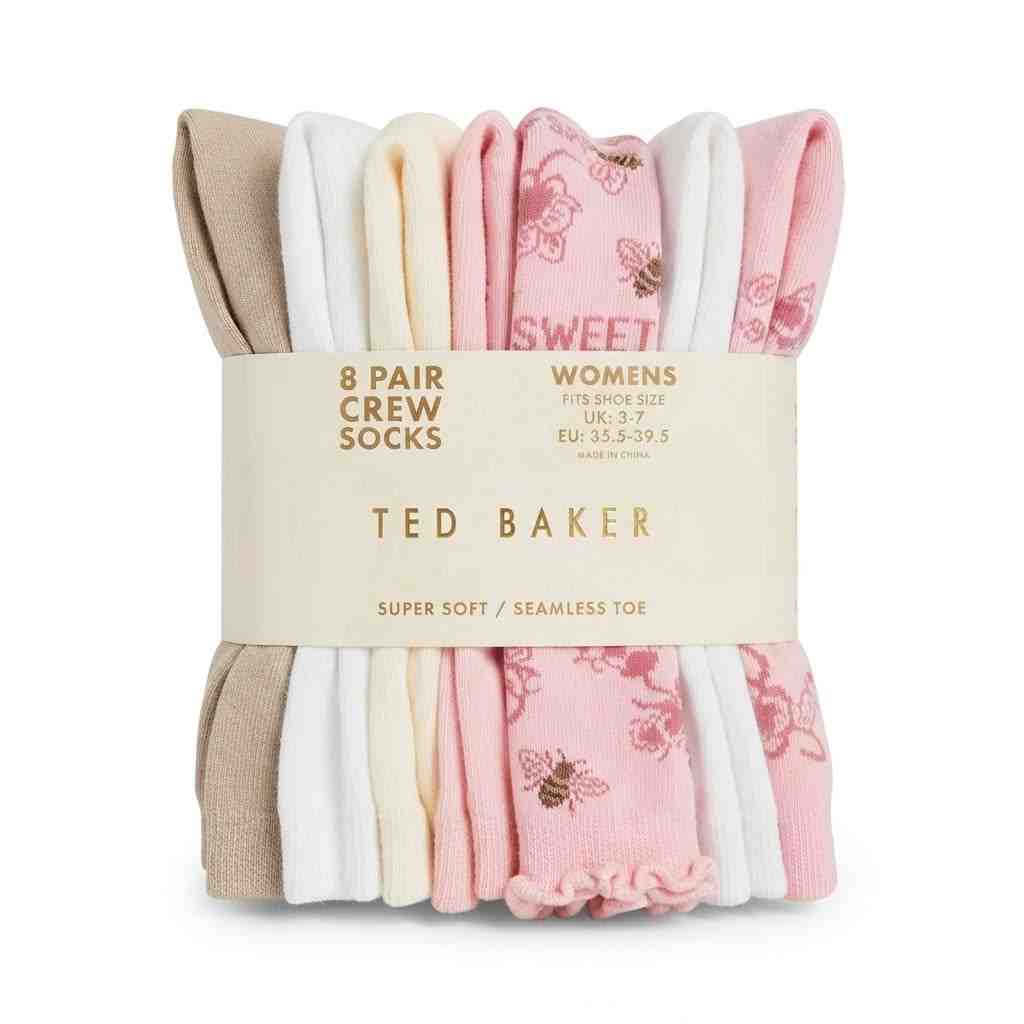 Elevate Your Everyday Comfort with Ted Baker Women's Crew Socks - 8 Pack - N-TASH