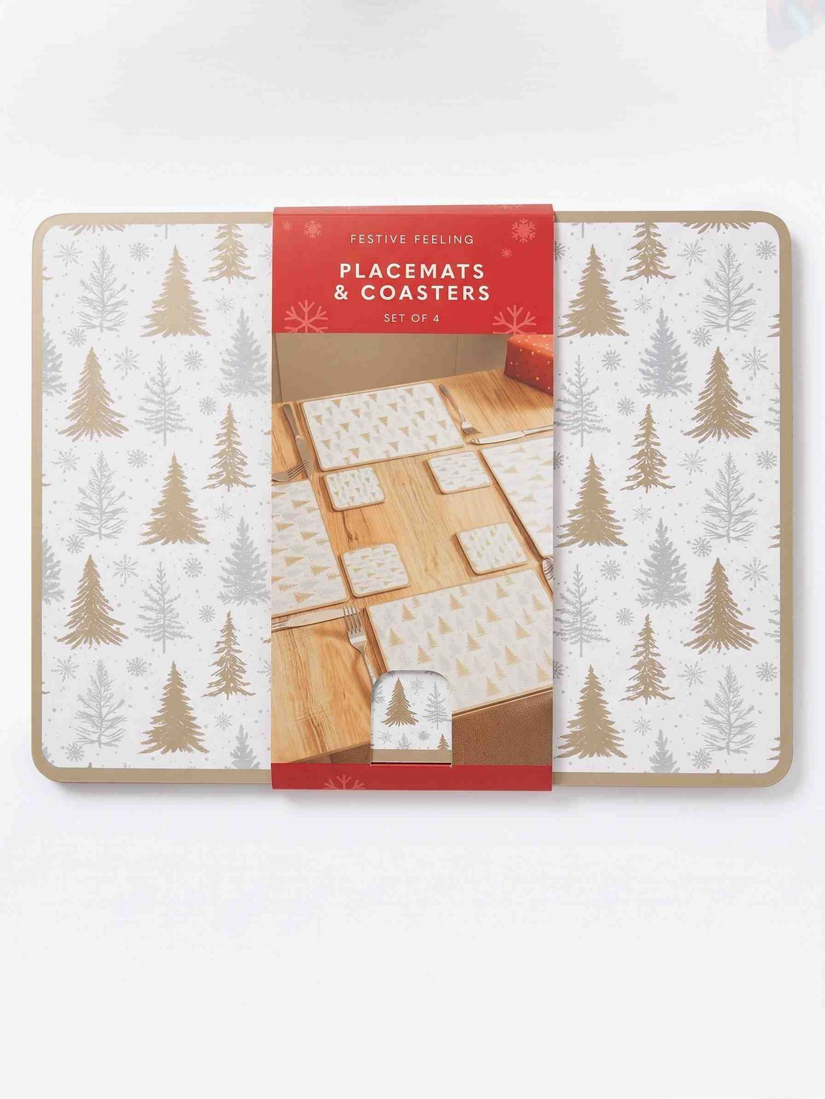 Elevate Your Holiday Gatherings with Our Christmas Tree Placemat and Coaster Set