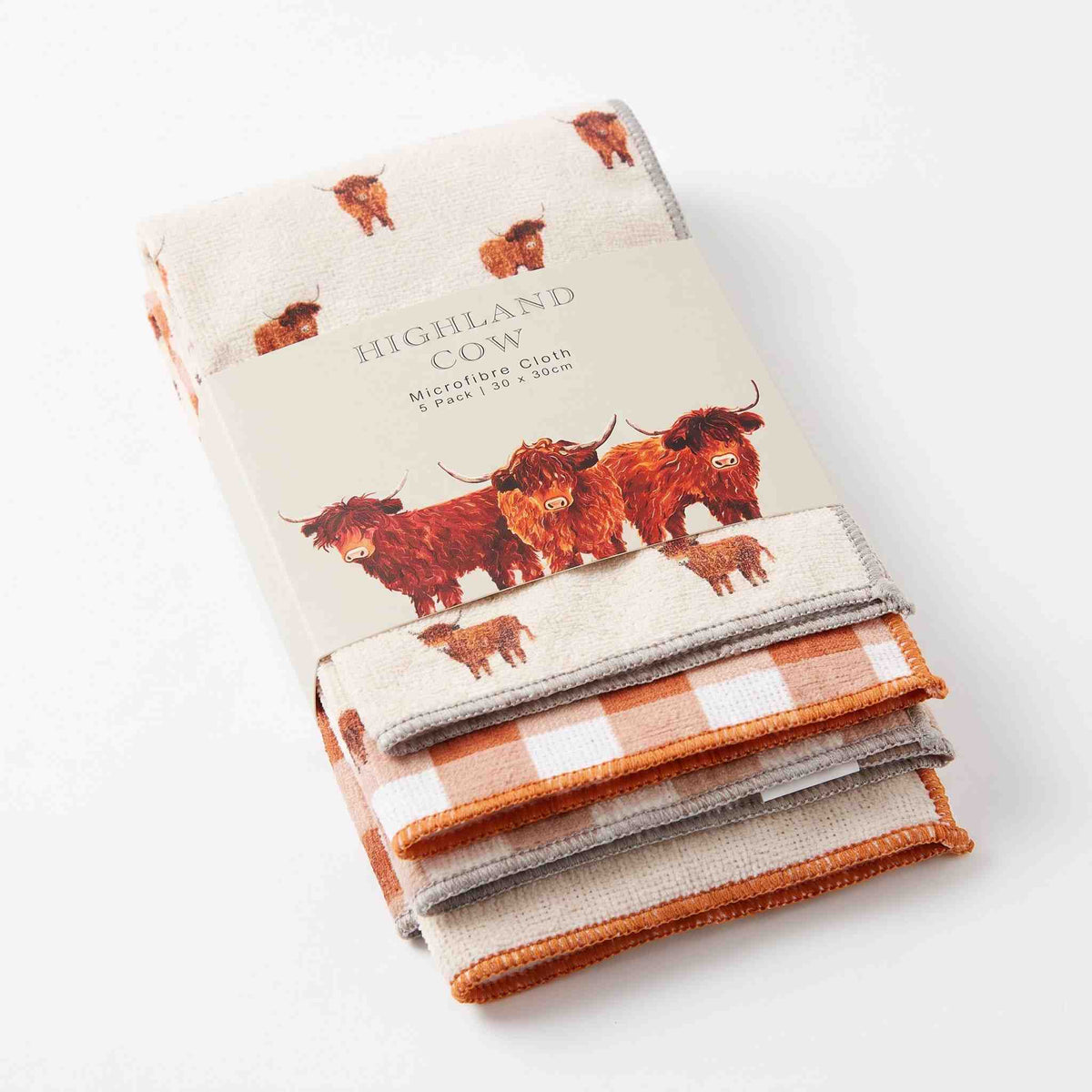 Highland Cow Microfiber Cloths - Pack of 5 for Effortless Cleaning and Eye-Catching Decor