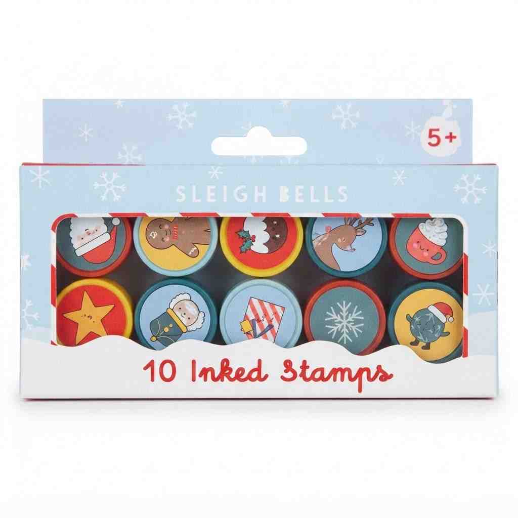 Sleigh Bells Christmas Inked Stamp Set 10 Pack - N-TASH